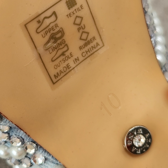 Azalea Wang Dress Sandals 10 White Pearls Beaded Something Blue Chunky New $150 - Picture 16 of 16